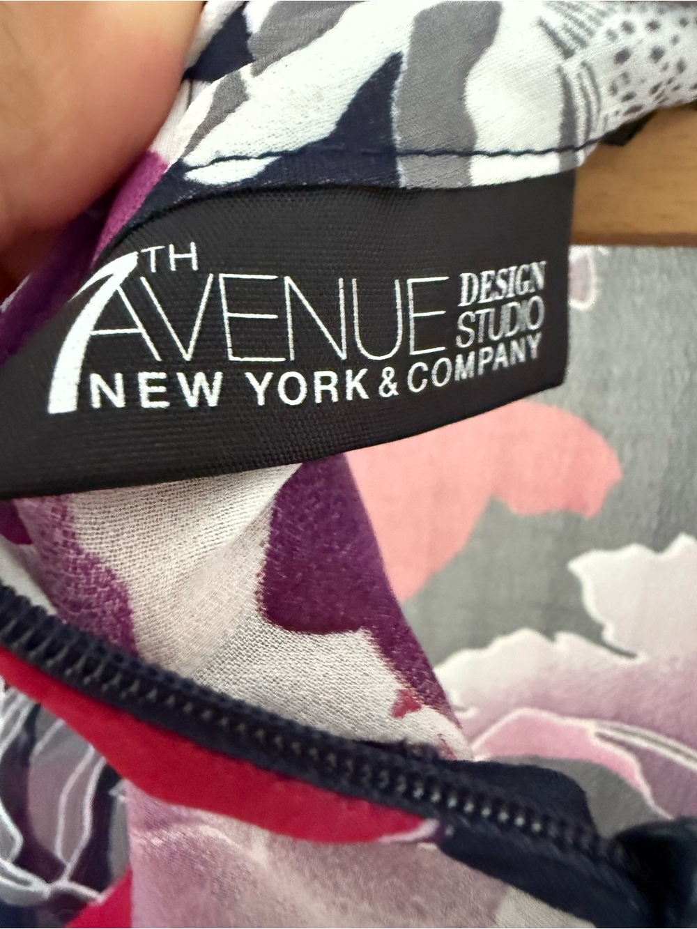 New York & Company Floral Blouse Size Large Bow Sleeves Pink, Purple and Black - Picture 2 of 5